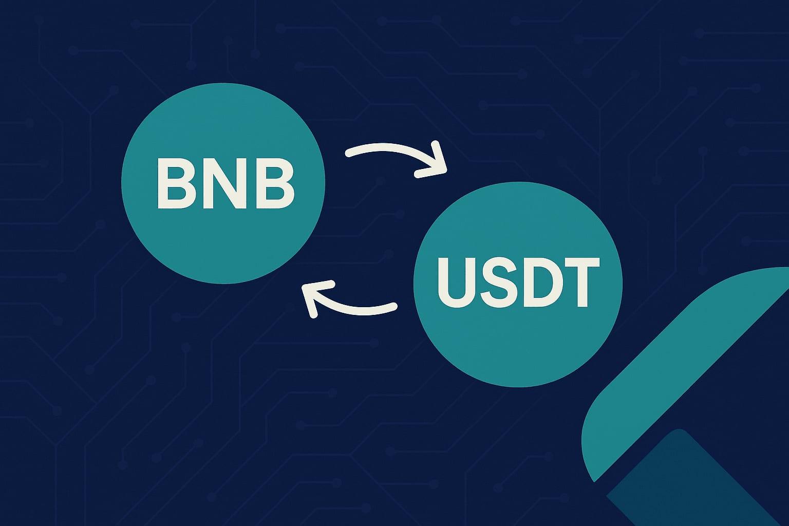 交易者在非托管加密货币交换界面上将 BNB 转换为 USDT