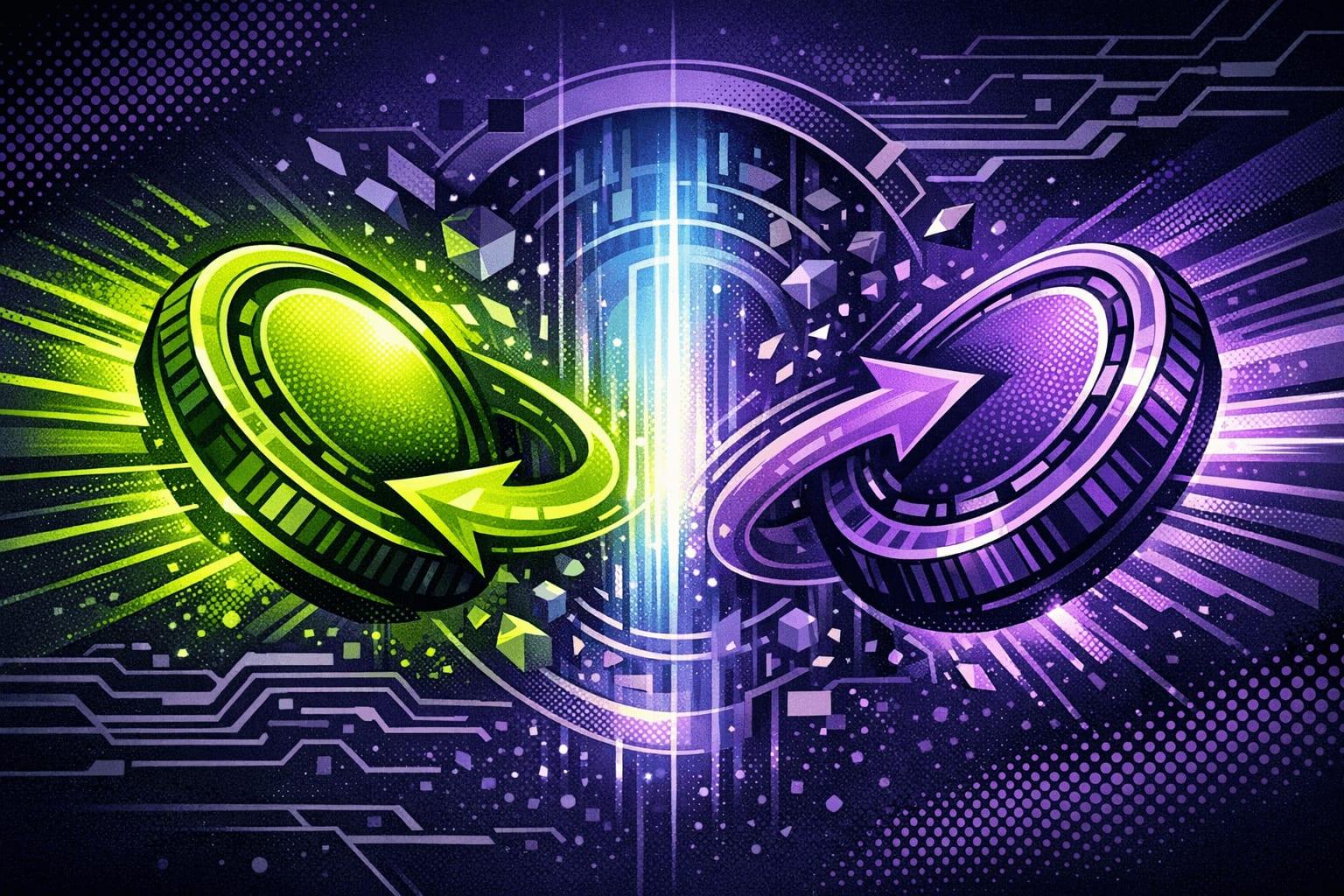 Illustration d’un échange de BTC contre SOL entre différentes blockchains sans KYC