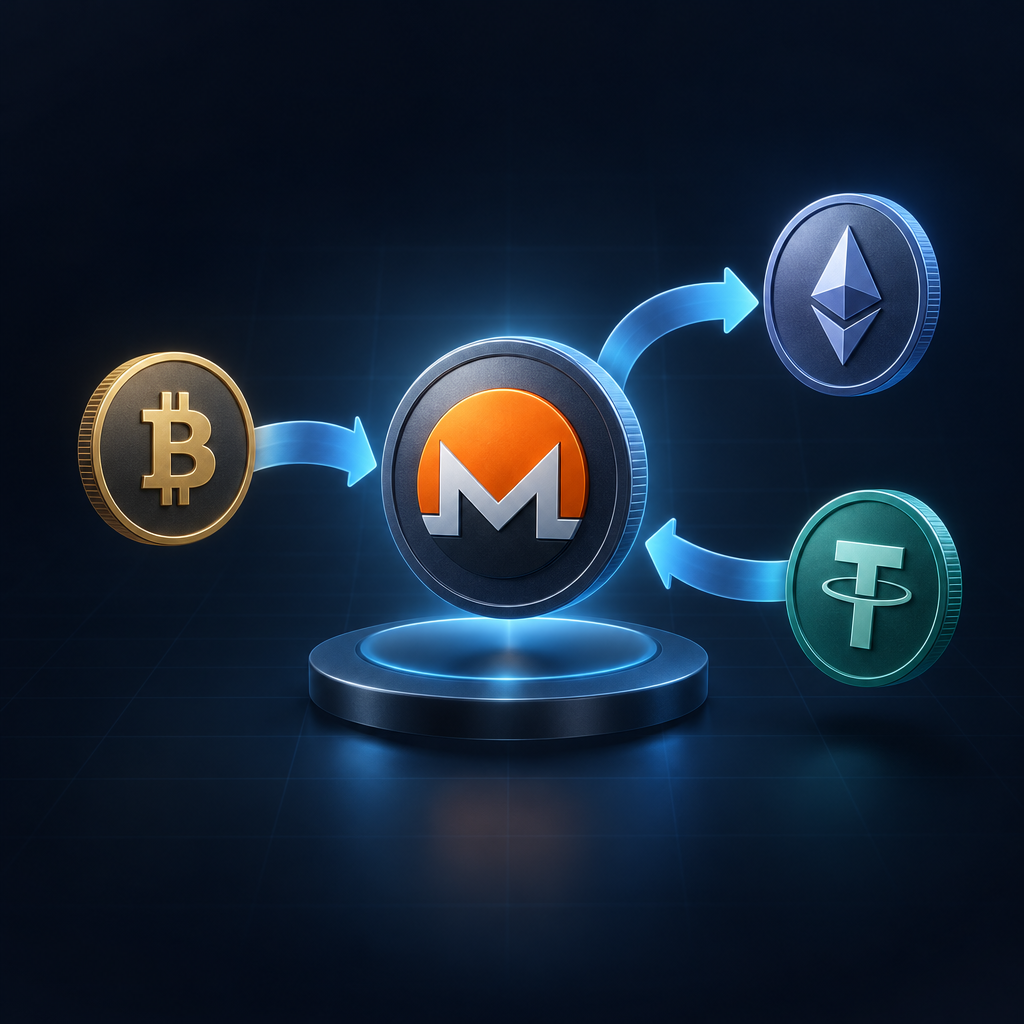 Monero swap routes connecting an XMR wallet with Bitcoin, Ethereum and USDT wallets - Which coin should you exchange XMR for?