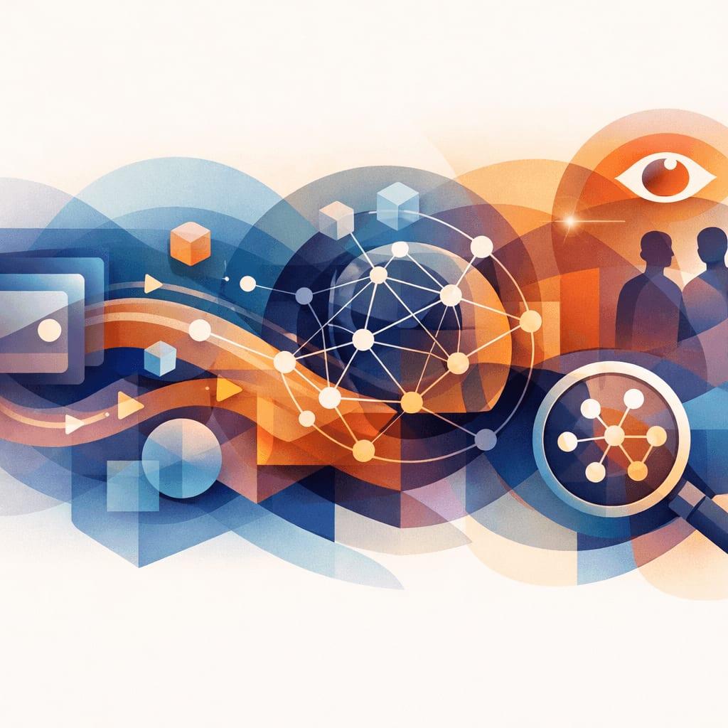 Illustration of blockchain transactions being analyzed and linked to a user profile - How blockchain analysis actually works (in plain English)