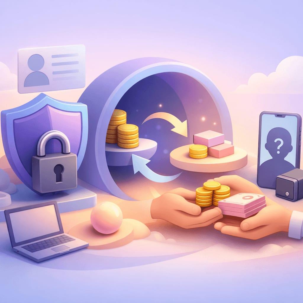 Personne échangeant des cryptos contre des pièces stables sur un échange non dépositaire sans KYC - Étape par étape : vendre des cryptos sans KYC à l'aide de SwapRocket