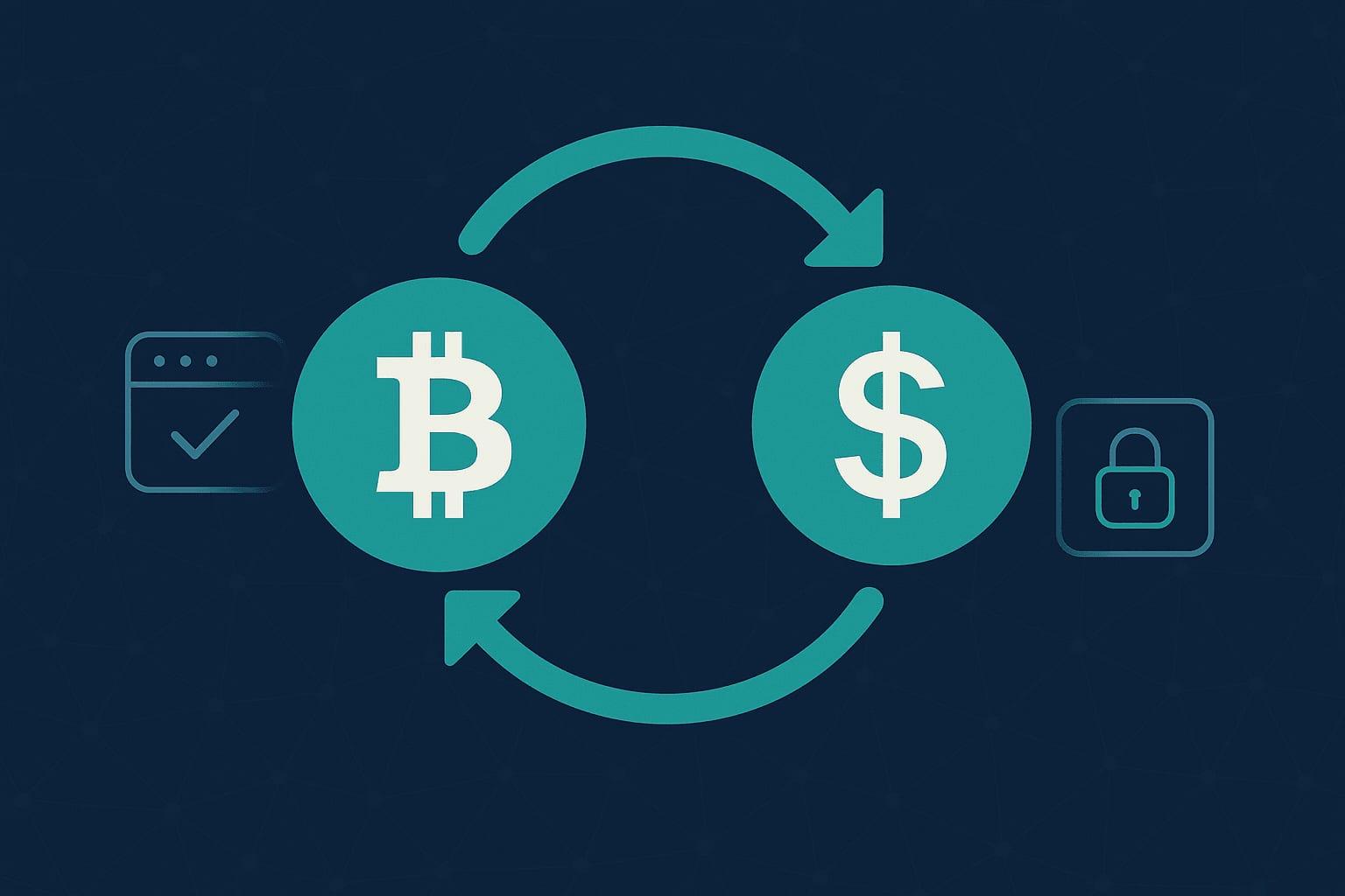 Swapping Bitcoin (BTC) to Tether (USDT) on a non-custodial crypto exchange