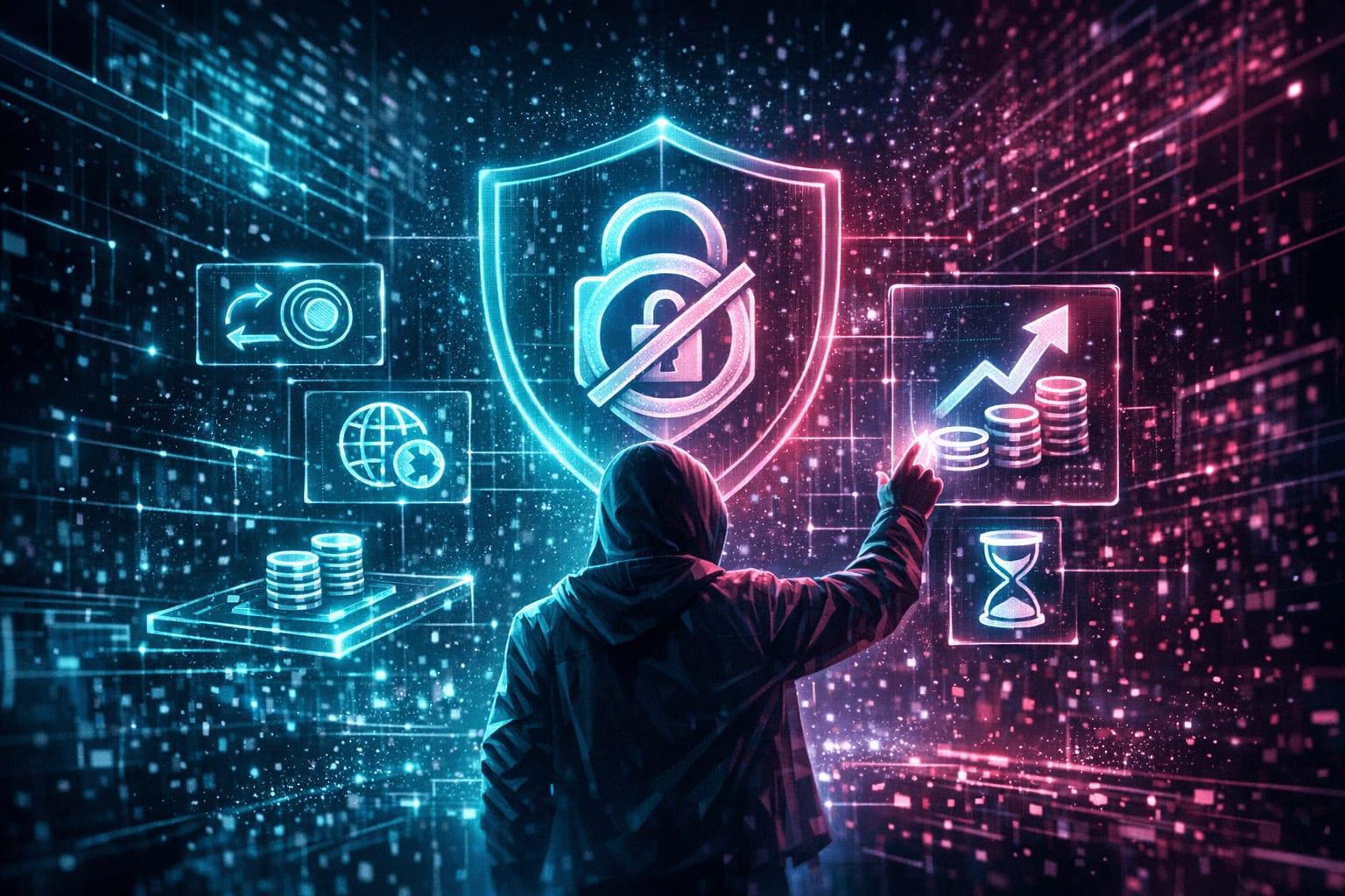 Person swapping crypto to stablecoins on a non-custodial no-KYC exchange