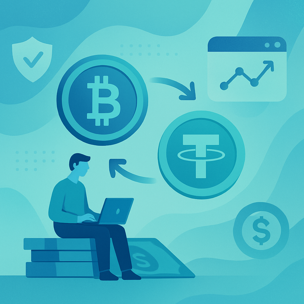 Trader converting Bitcoin (BTC) to Tether (USDT) on a non-custodial crypto swap interface - Step‑by‑Step: Convert BTC to USDT on SwapRocket