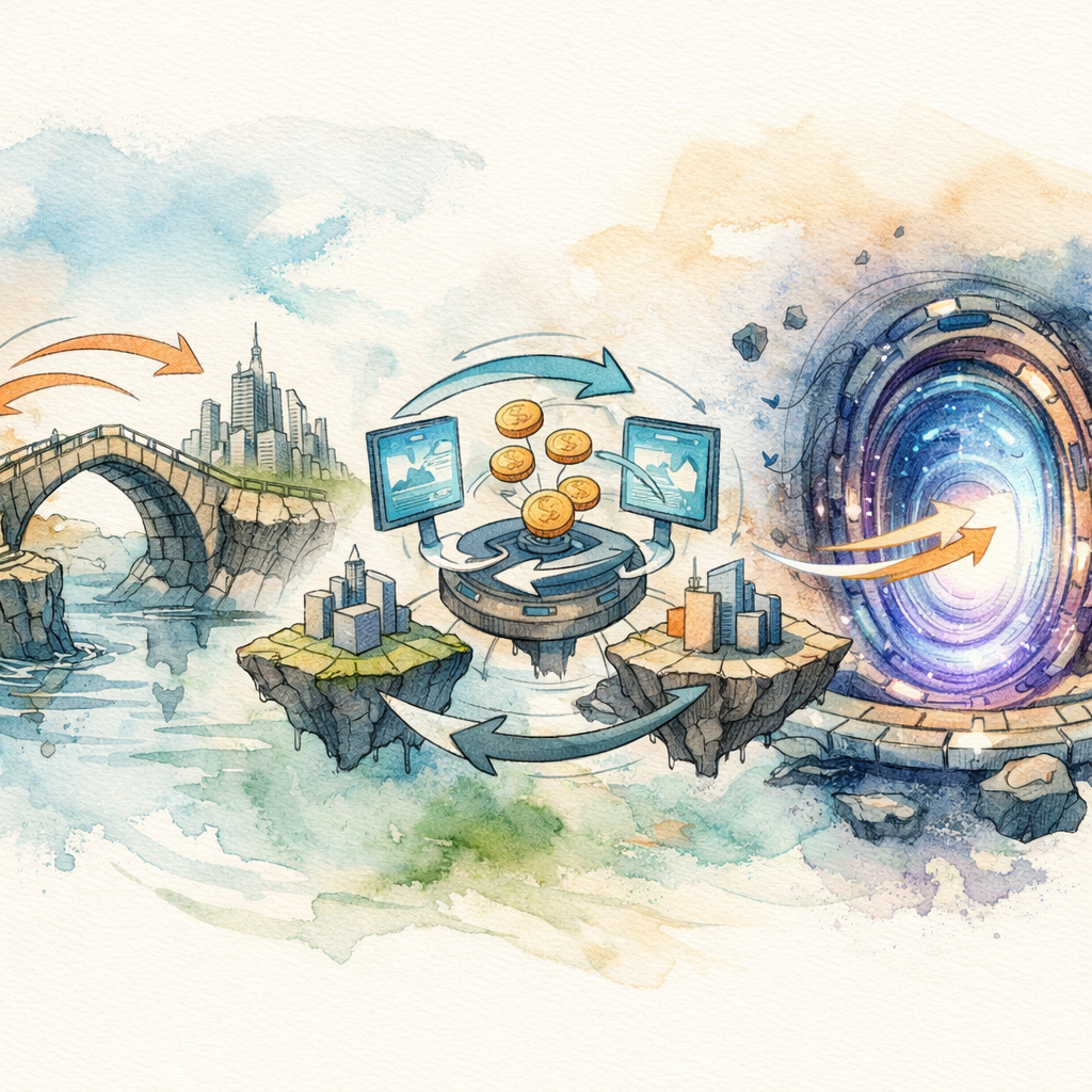 Illustration of swapping BTC to SOL across different blockchains without KYC - Quick Comparison: Bridge vs DEX vs SwapRocket