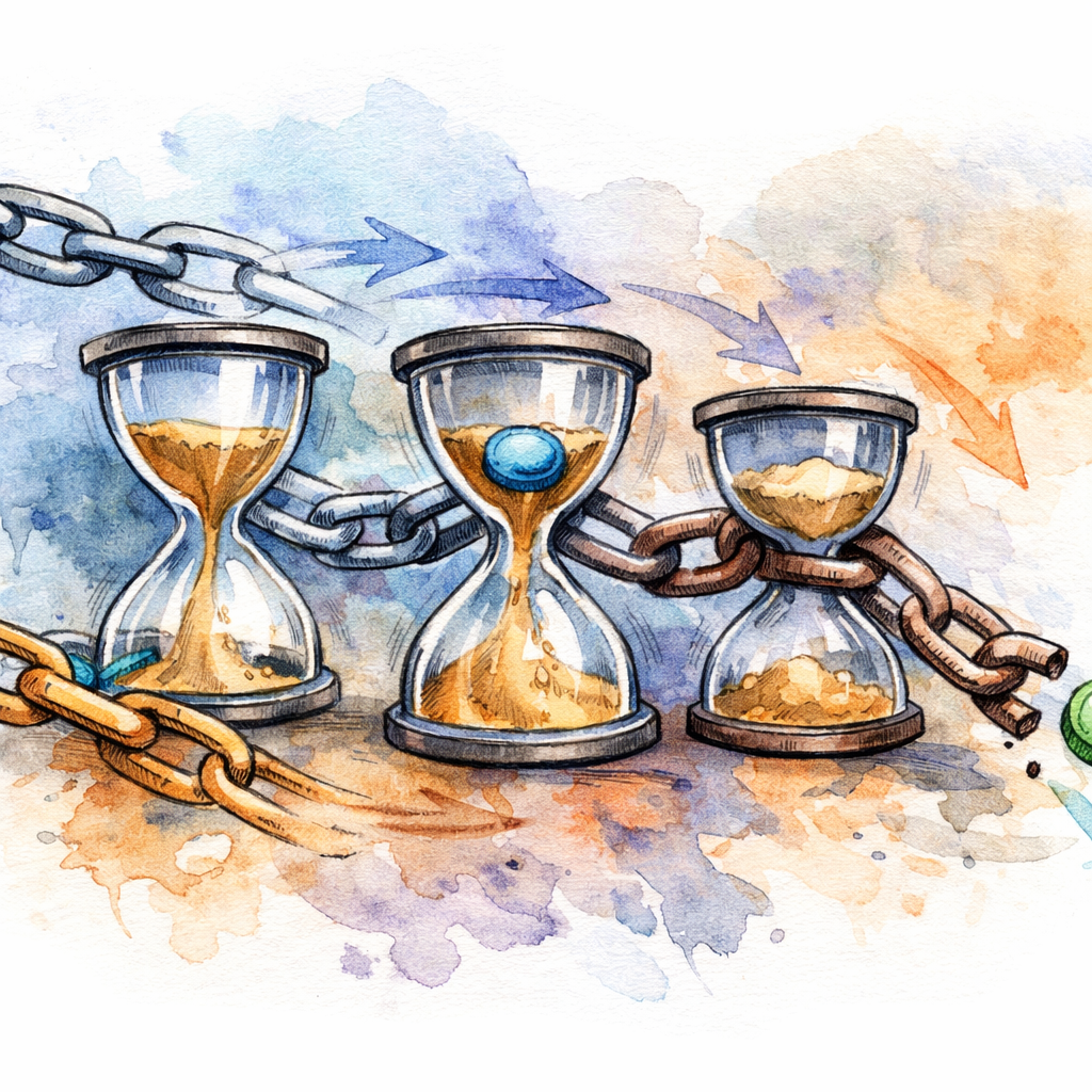 A progress bar showing a crypto swap moving through confirmations on different blockchains - Why confirmations matter (without the jargon)