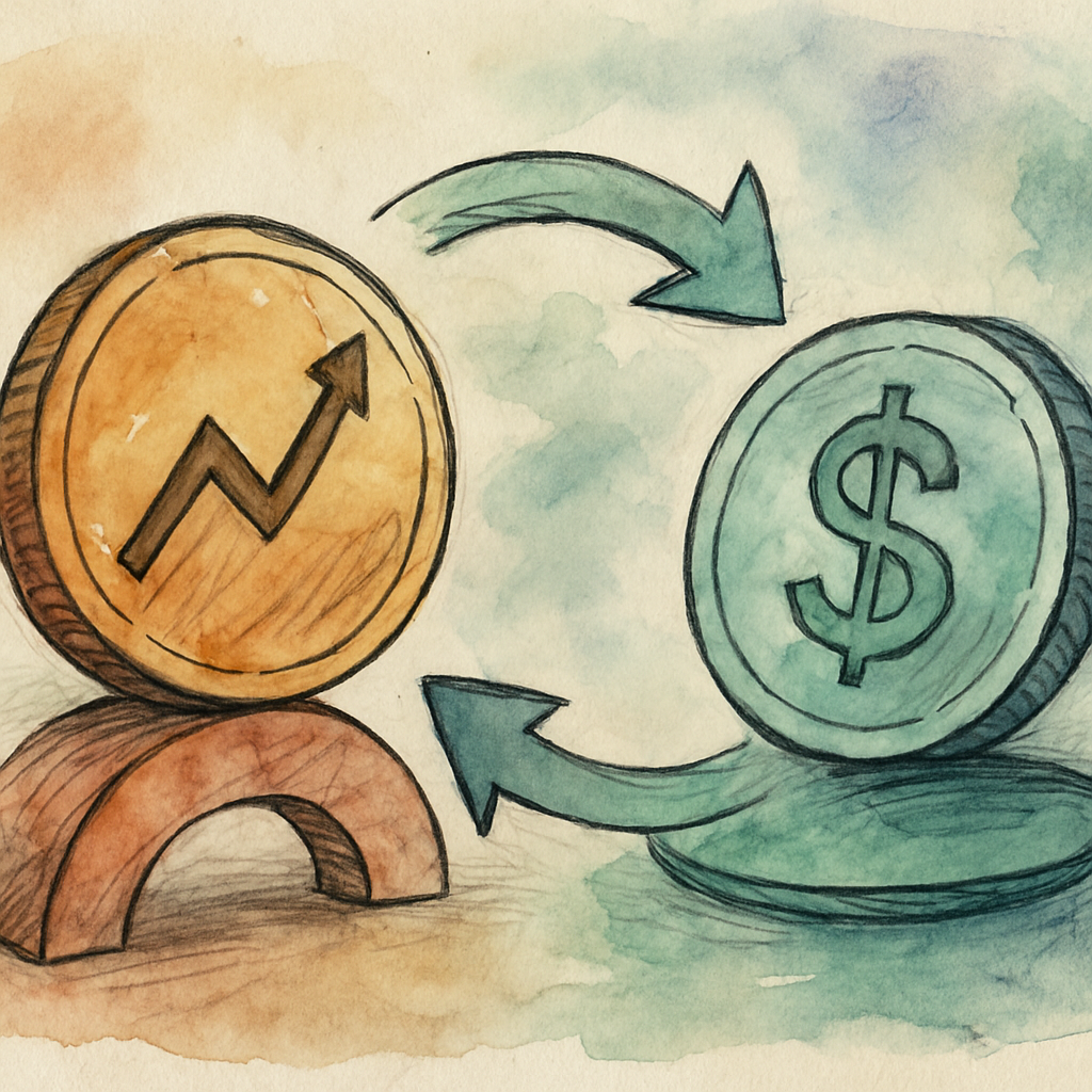 Crypto trader weighing holding Bitcoin versus swapping to stablecoins on a non-custodial exchange - A Simple Framework: Should You Swap to Stablecoins <em class=