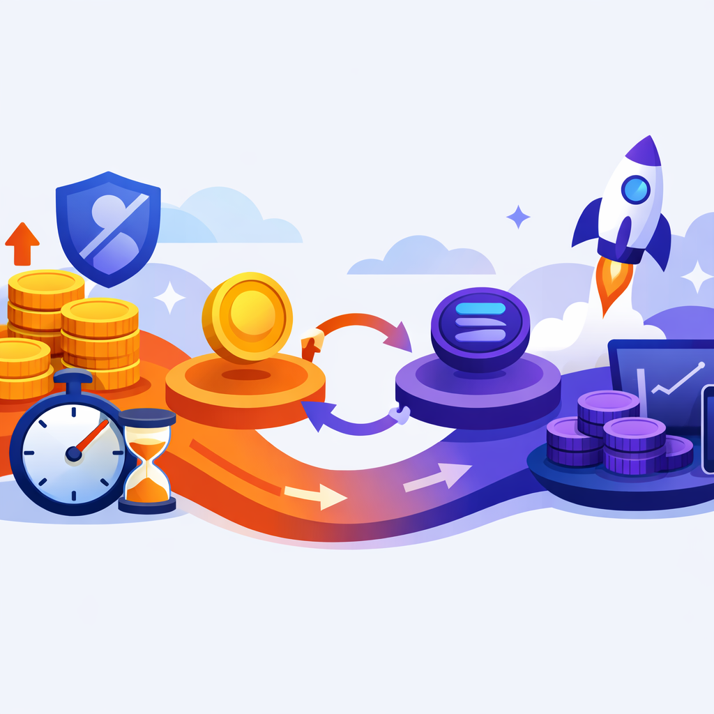 Illustration of swapping Bitcoin (BTC) to Solana (SOL) using a non-custodial no-KYC exchange - Step-by-step: Swap BTC to SOL without KYC