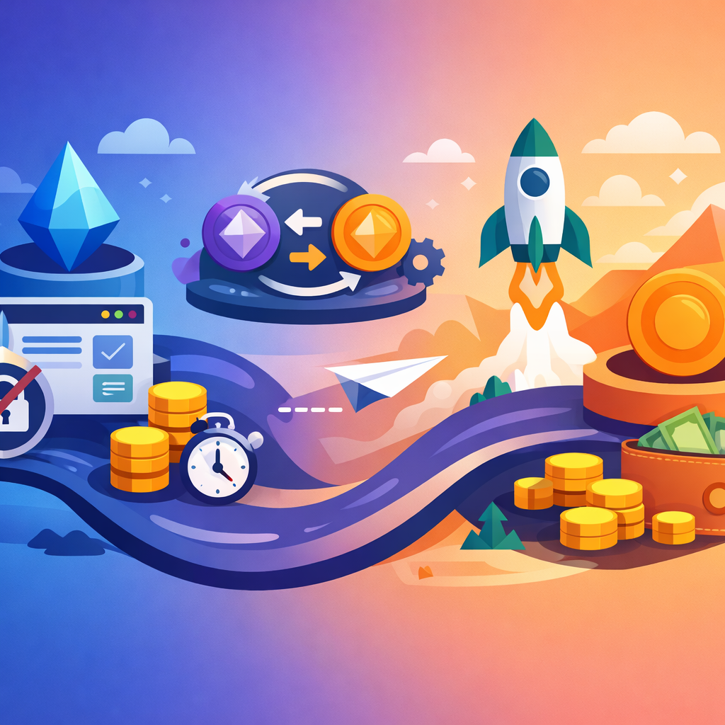 Illustration of swapping Ethereum (ETH) to Bitcoin (BTC) privately without KYC - Step-by-step: how to swap ETH to BTC without KYC