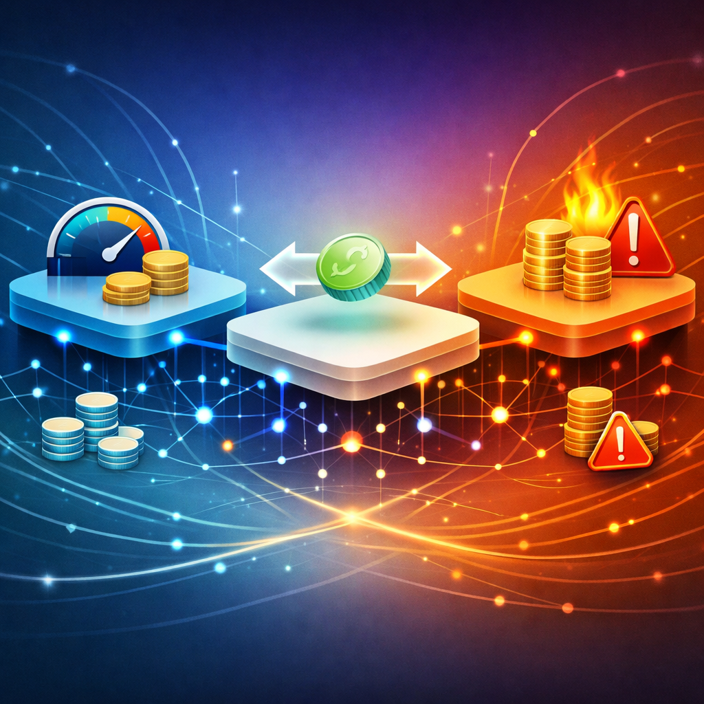 USDT token moving between TRC20, ERC20, and BEP20 networks with swap arrows - So… How Do You Swap USDT Between Networks?
